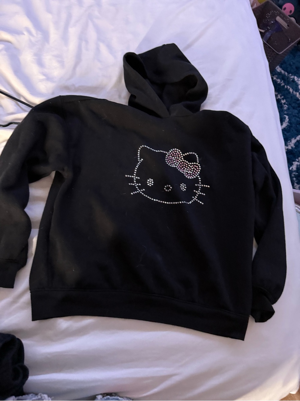 Hello Kitty Black Hoodie with Rhinestone Bow